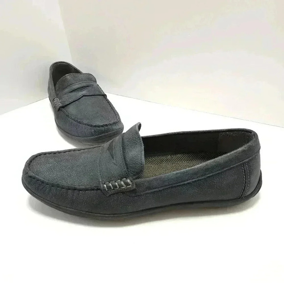 Johnnie O Mens Penny Loafers Size 8 M Drivers Blue Grey - Picture 1 of 7